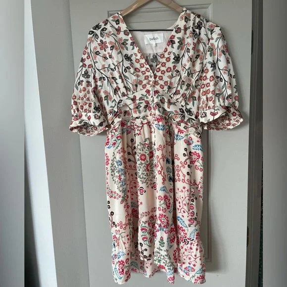 BA&SH Ganiela Mixed-Print Floral Button-front Mini Dress - Picture 7 of 12